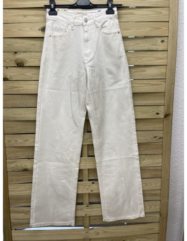 Jeans recto blanco con toque plata