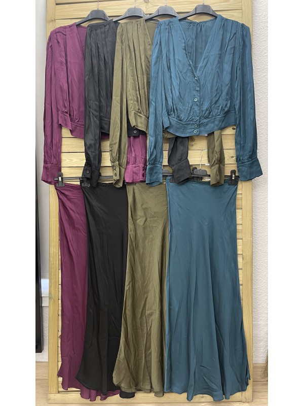 Camisa corta de satén con botones 2