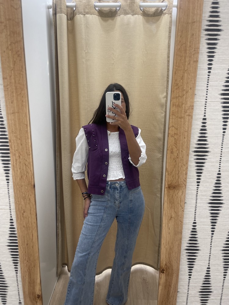 Chaleco doble fila tachas en hombros