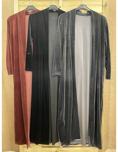kimono largo de terciopelo con rajas laterales