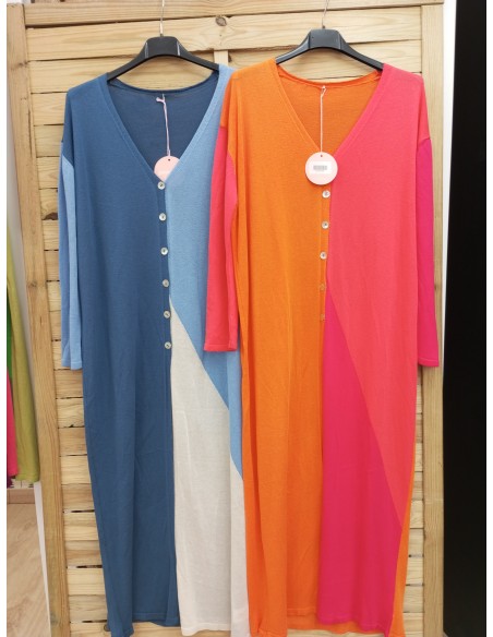 Rebeca larga con botones tricolor