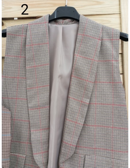 Chaleco largo cuadritos con solapa