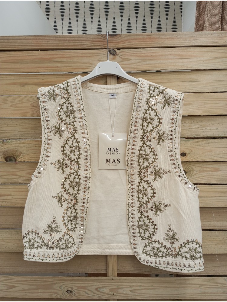 Chaleco vaquero bordado en dorado