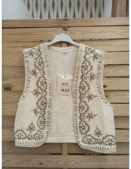 Chaleco vaquero bordado en dorado