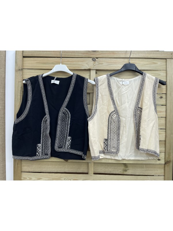 chaleco bordado bicolor