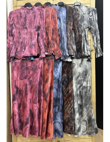 falda midi saten tie dye