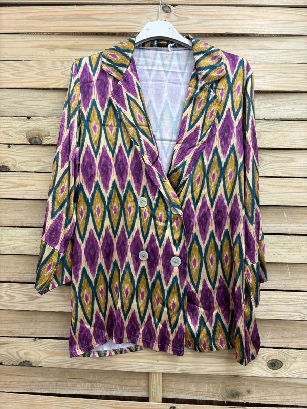 Chaqueta abotonada estampado rombos