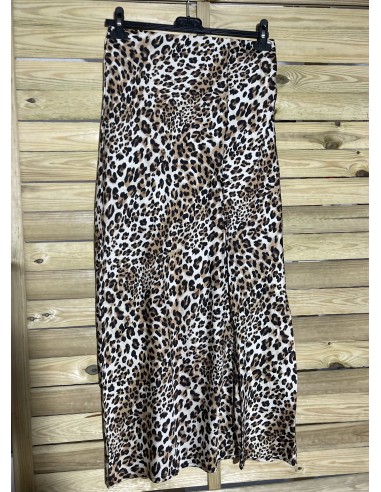 falda de saten leopardo con raja