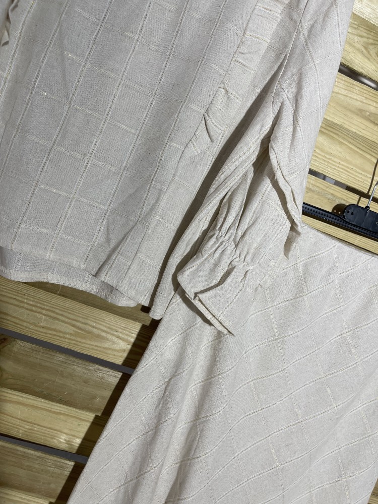 Falda lino cuadro fino con fino de brillito