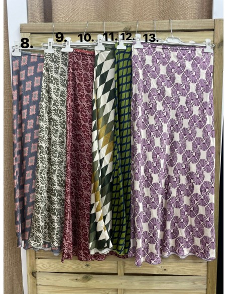 falda estampada saten midi