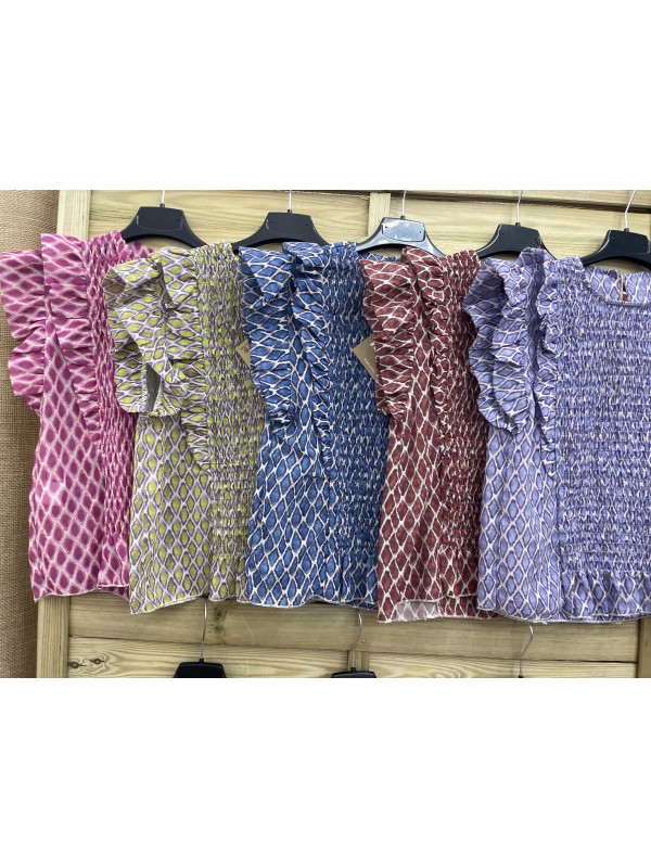 Camisa estampada con fruncido y volantitos 2