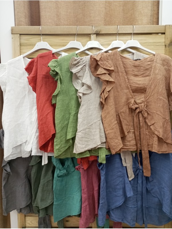 chaleco de lino con lazo y volantito 2