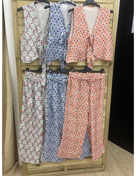 Pantalón pesquero rajas laterales rombos