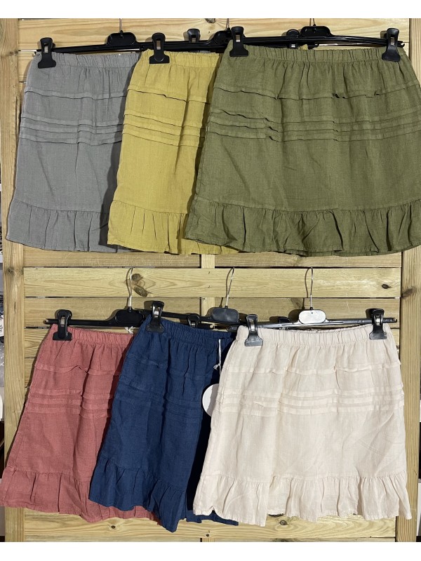 Falda mini de lino jaretas 2