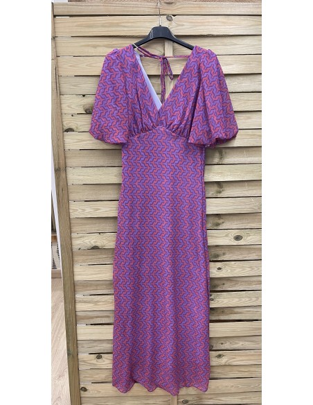 Vestido largo de gasa manga ancha