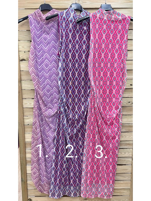 Vestido largo asimetrico manga corta con lazo