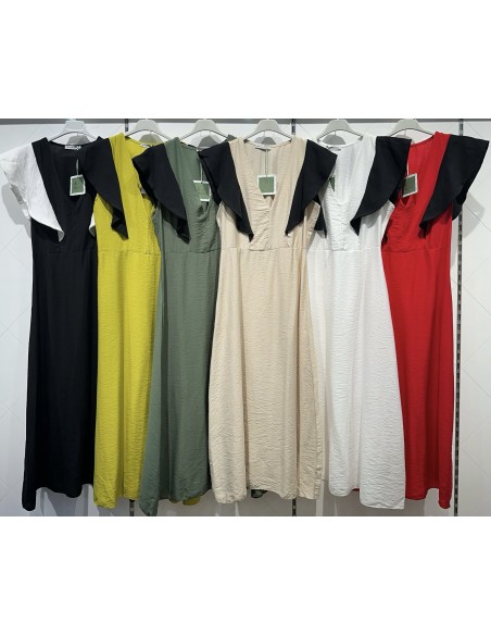 Vestido largo maxi volantes con corte