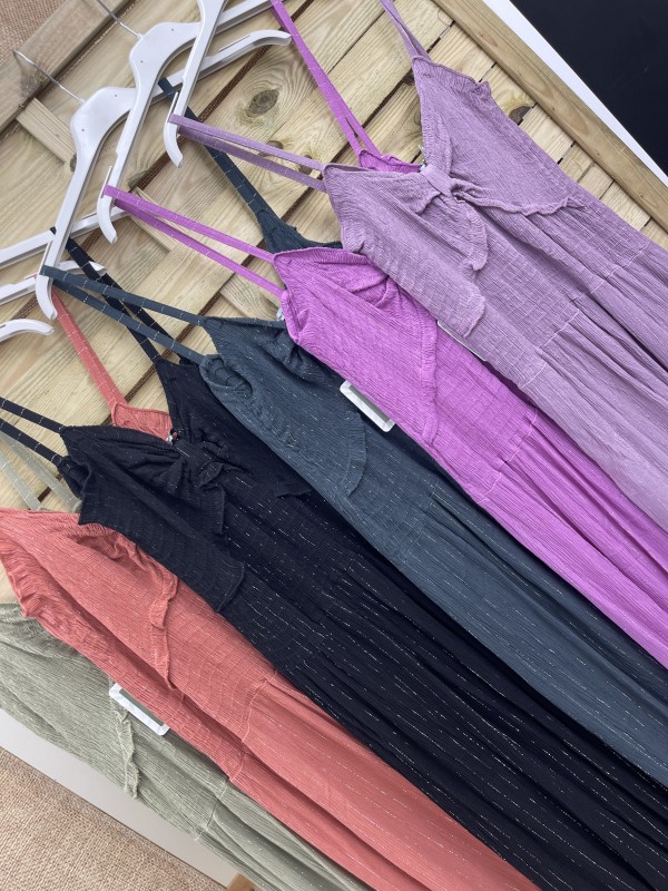 Vestido pecho fruncido hilitos plata 2