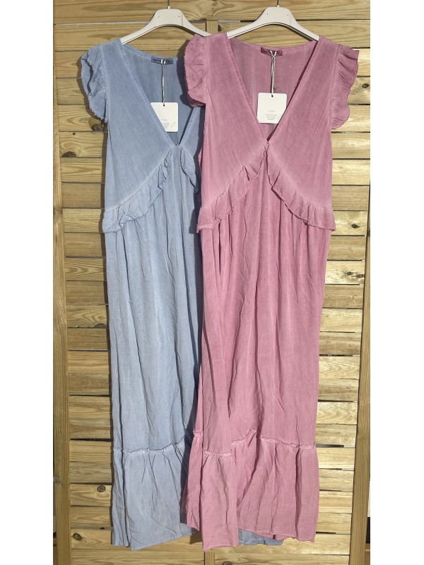 Vestido liso volantito en pecho 2