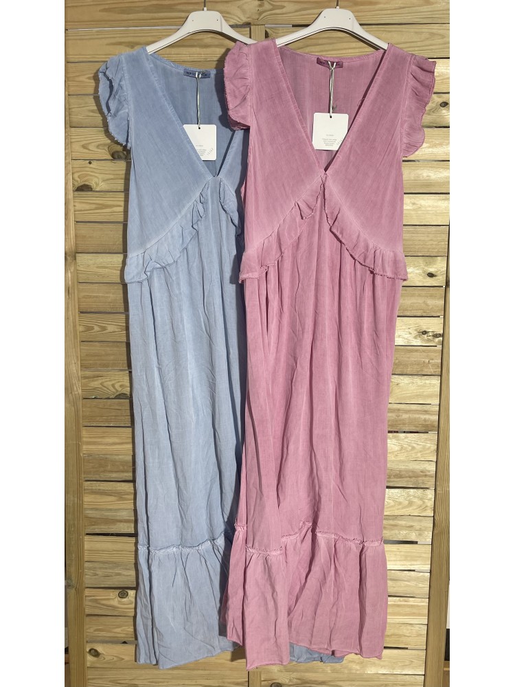 Vestido liso volantito en pecho