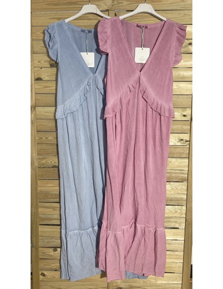 Vestido liso volantito en pecho