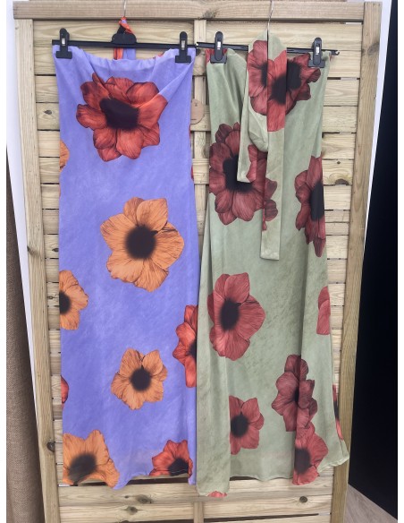 Vestido gasa palabra de flores con lazo