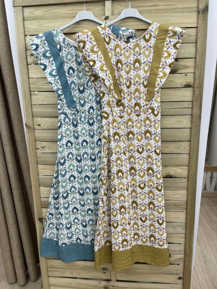 Vestido doble volante con bajo liso