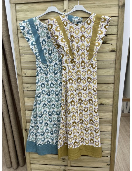 Vestido doble volante con bajo liso