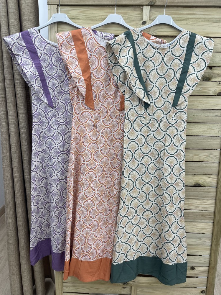 Vestido doble volante con bajo liso