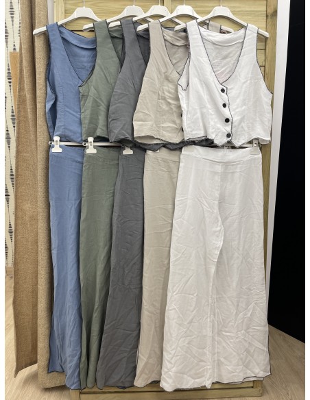 Conjunto de chaleco y pantalon vivos de lino