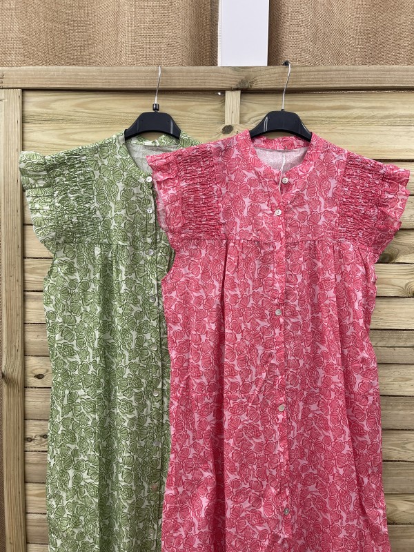 vestido camisero sisa fruncida con volante 2