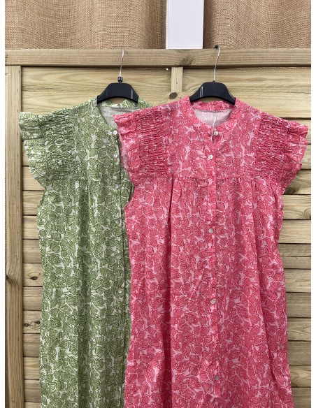 vestido camisero sisa fruncida con volante