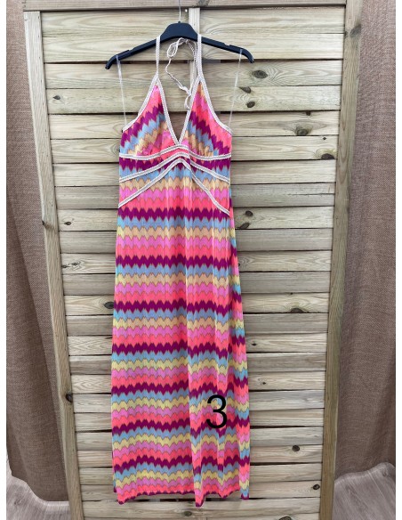 Vestido calado cogido al cuello cordon