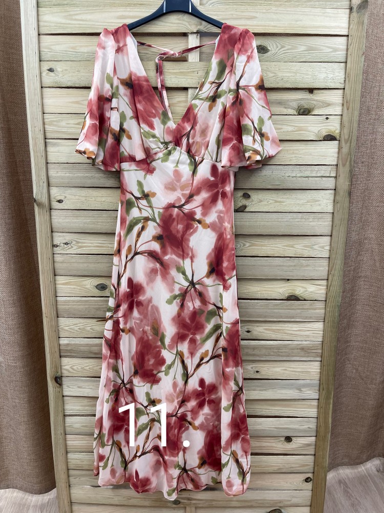 Vestido largo de gasa manga ancha