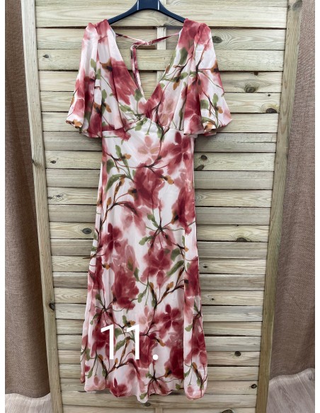 Vestido largo de gasa manga ancha