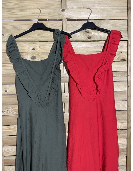 vestido largo volante en pico