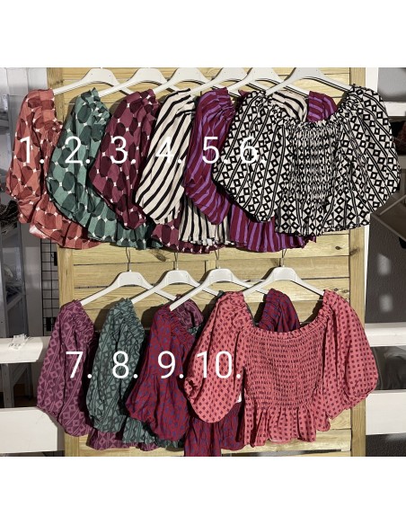 Top frunicido manga francesa abullonada