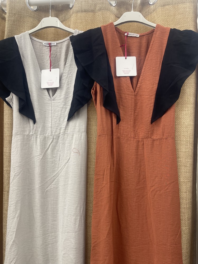 Vestido largo maxi volantes con corte