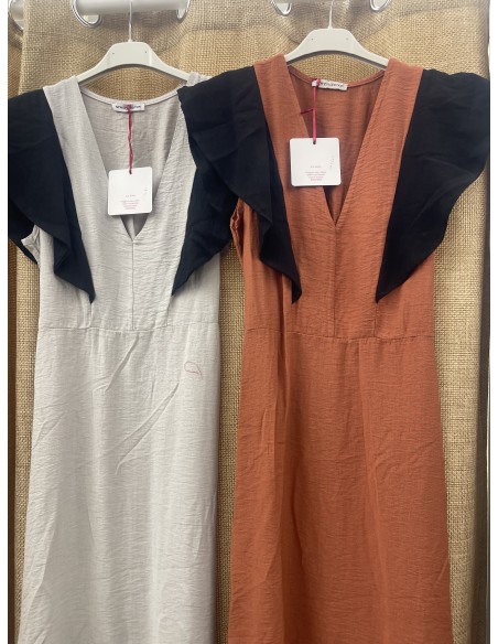 Vestido largo maxi volantes con corte