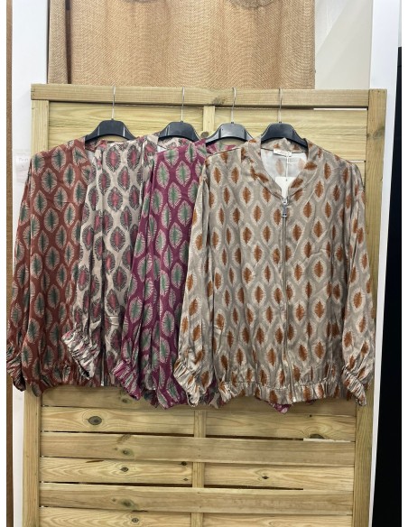 Bomber cremallera estampado hojas