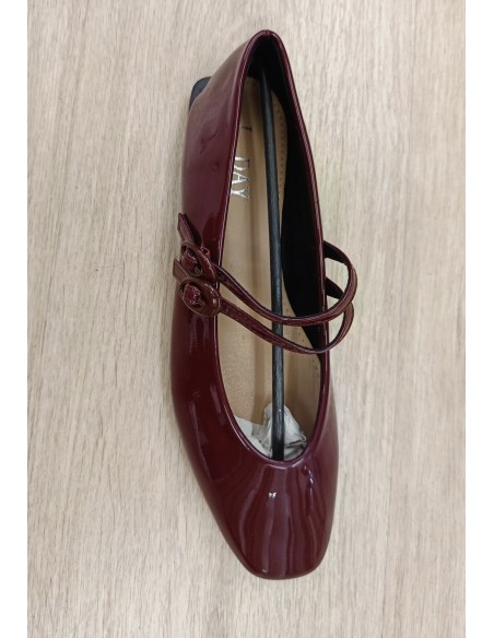 Bailarina charol doble hebilla forrada