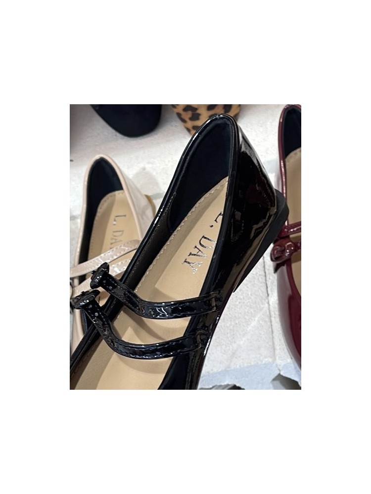 Bailarina charol doble hebilla forrada