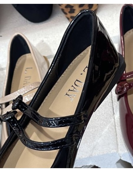 Bailarina charol doble hebilla forrada