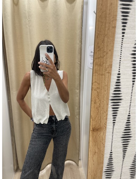 Chaleco brillito triple boton