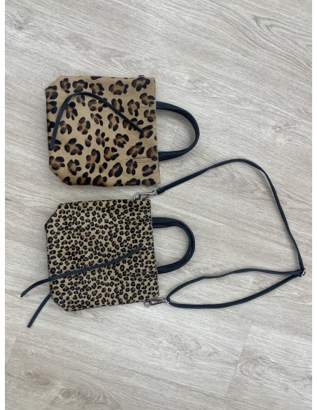 Bolso bandolera de piel estampado leopardo