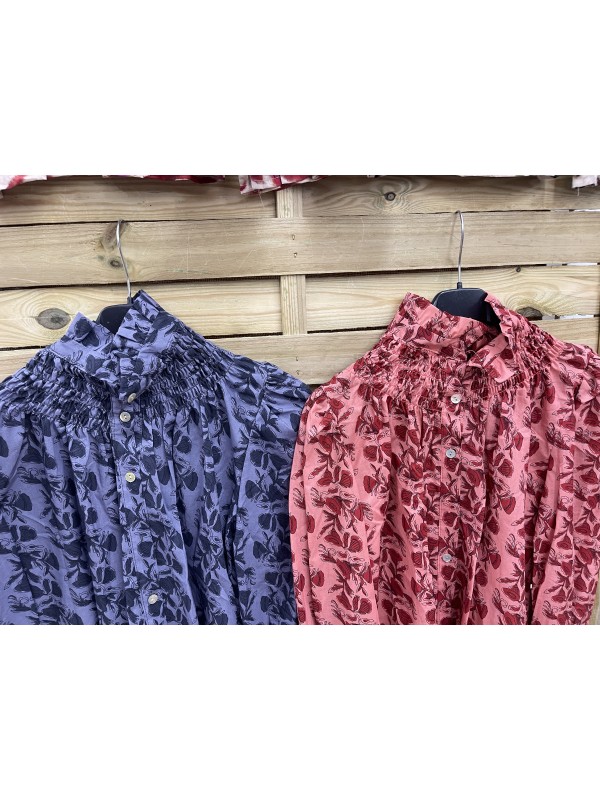 Camisa estampado cuello y puño fruncidos 2