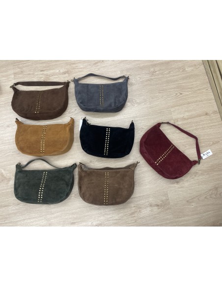 Bolso serraje doble fila tachas central