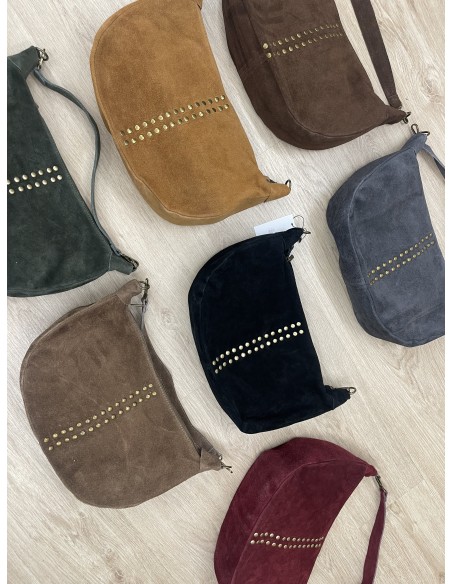 Bolso serraje doble fila tachas central