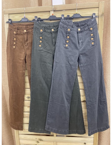 Jeans recto doble fila boton dorado