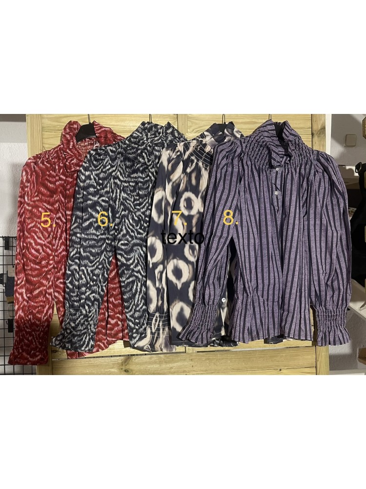 Camisa estampado cuello y puño fruncidos